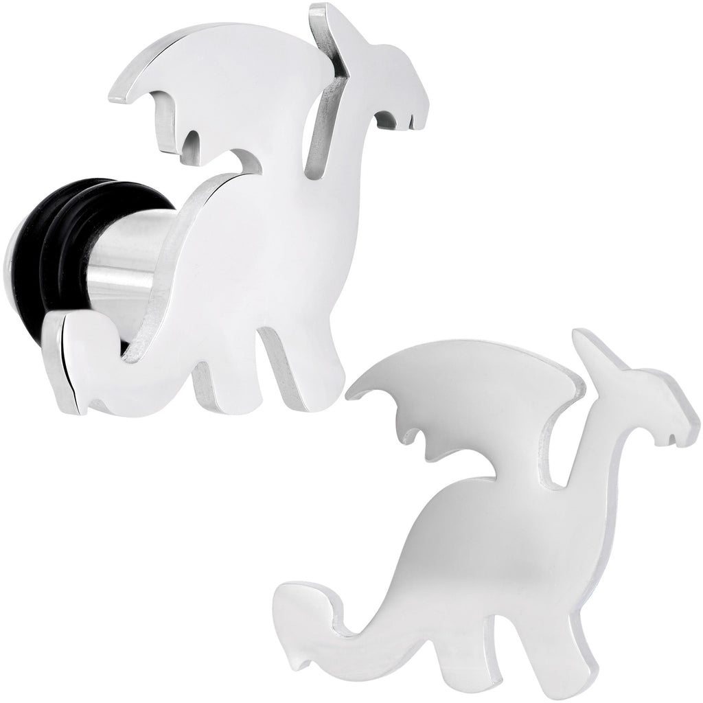 BodyCandy Steel Fantasy Dragon Single Flare Plug Set 14G to 2G — detail close-up