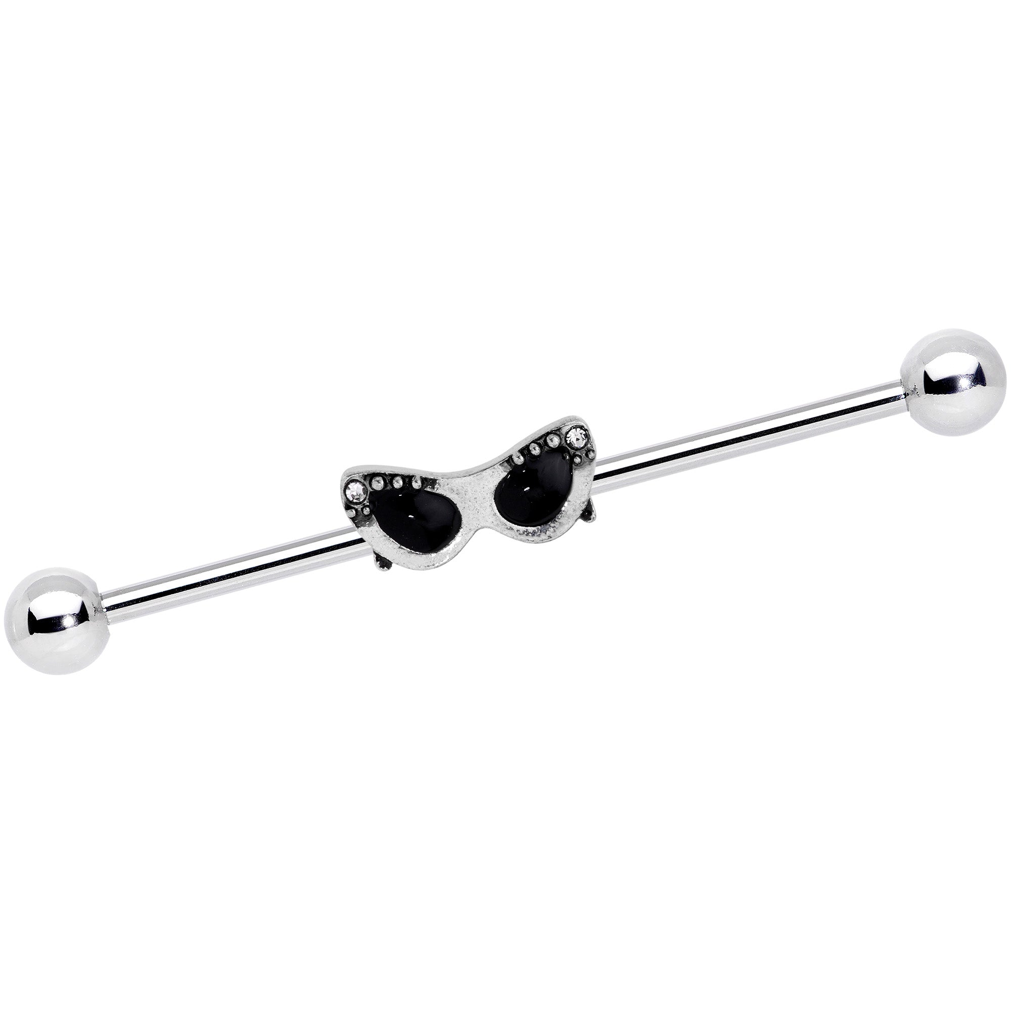 BodyCandy 14G Clear Gem 50s Retro Summer Sunglasses Industrial Barbell 38mm — main product shot