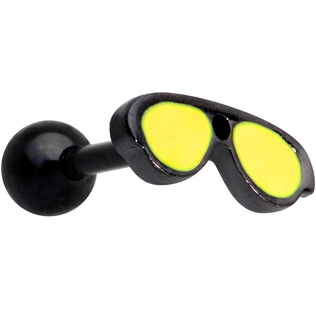 BodyCandy 16G 5/16 Yellow Black Aviator Sunglasses Cartilage Tragus Earring — main product shot