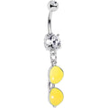 BodyCandy Clear Gem Yellow Aviator Sunglasses Dangle Belly Ring — main product shot
