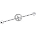 BodyCandy 14G Clear Gem Peace Sign Industrial Barbell 38mm — main product shot