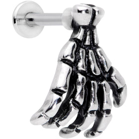 16G 1/4 Spooky Skeleton Hand Halloween Labret Monroe Tragus