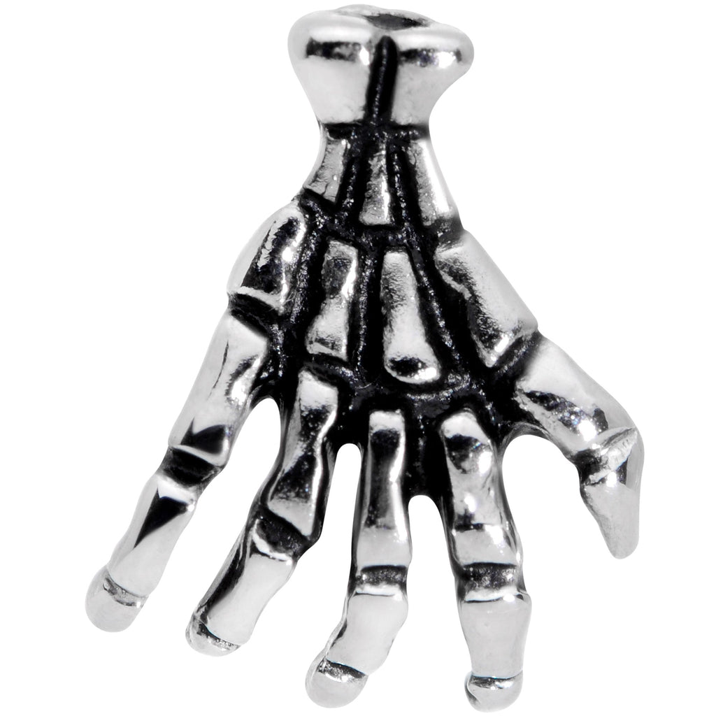 BodyCandy 16G 1/4 Spooky Skeleton Hand Halloween Labret Monroe Tragus — detail close-up