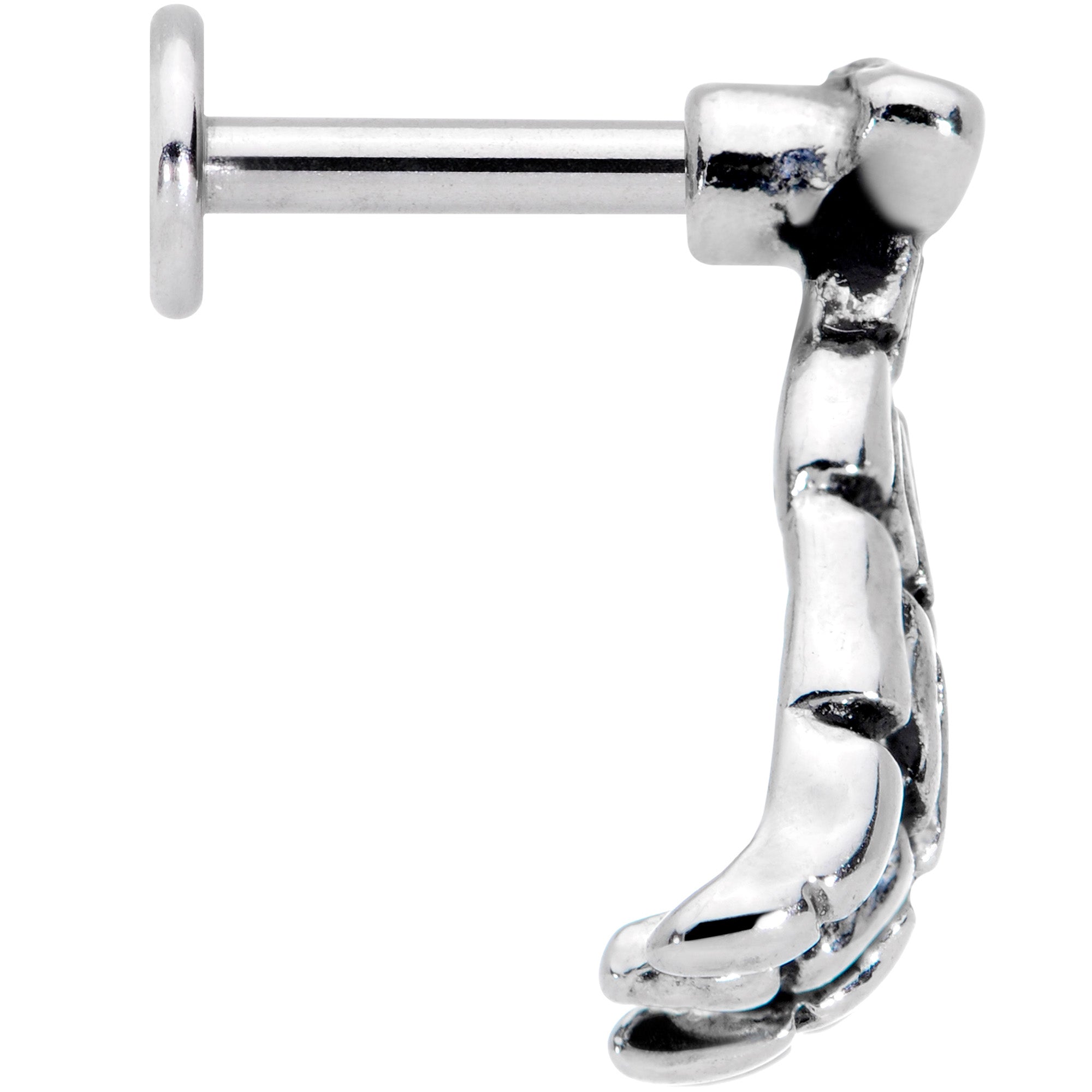 BodyCandy 16G 1/4 Spooky Skeleton Hand Halloween Labret Monroe Tragus — lifestyle context
