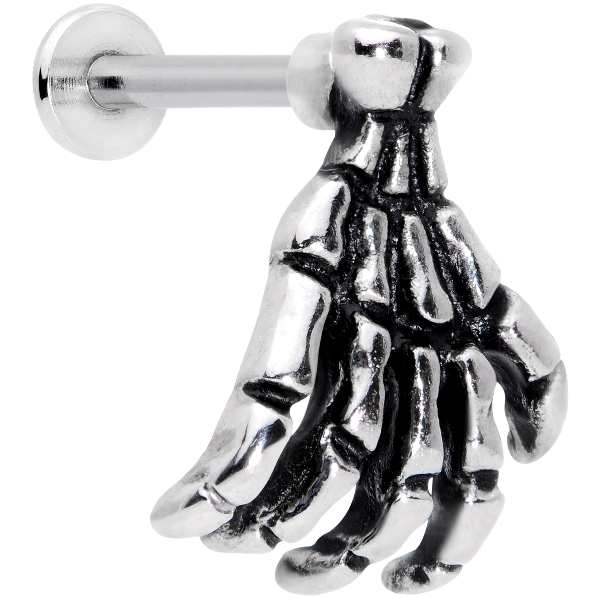 BodyCandy 16G 5/16 Spooky Skeleton Hand Halloween Labret Monroe Tragus — main product shot