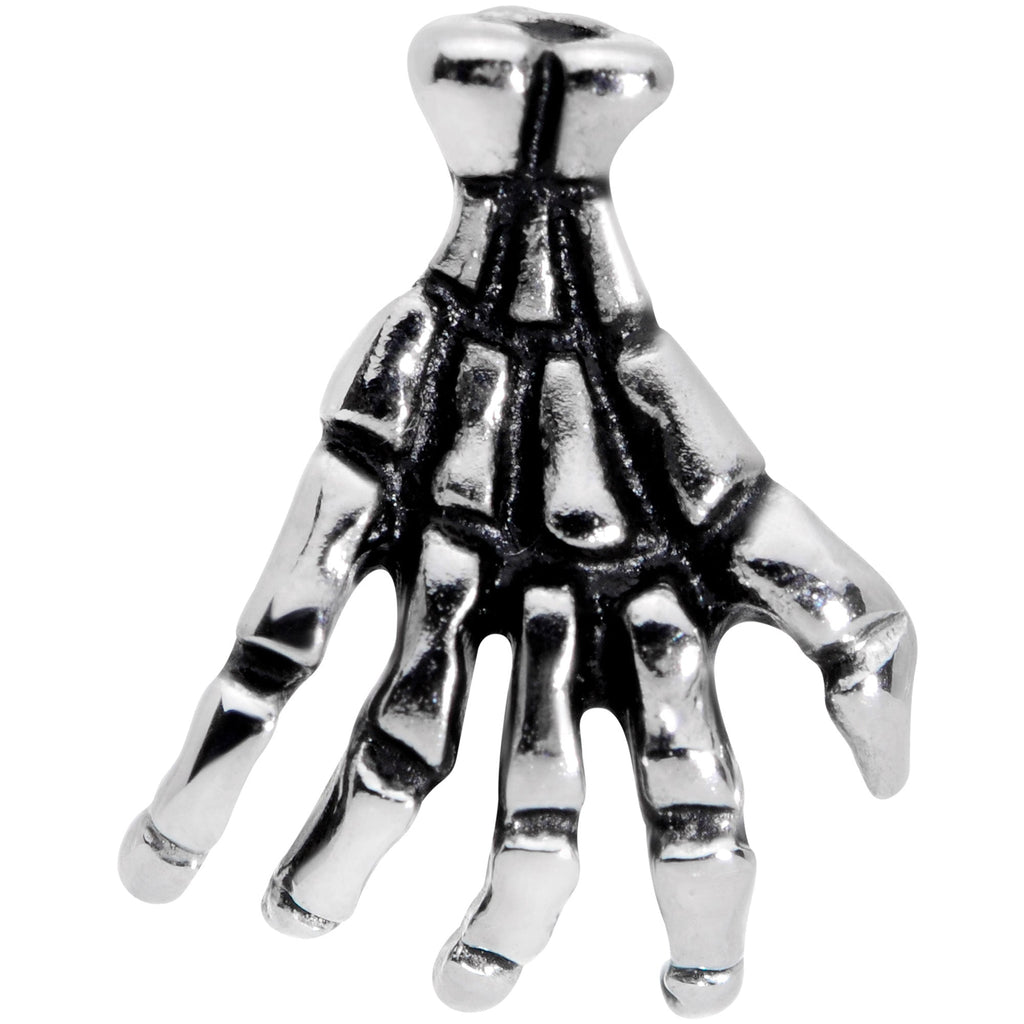 BodyCandy 16G 5/16 Spooky Skeleton Hand Halloween Labret Monroe Tragus — detail close-up