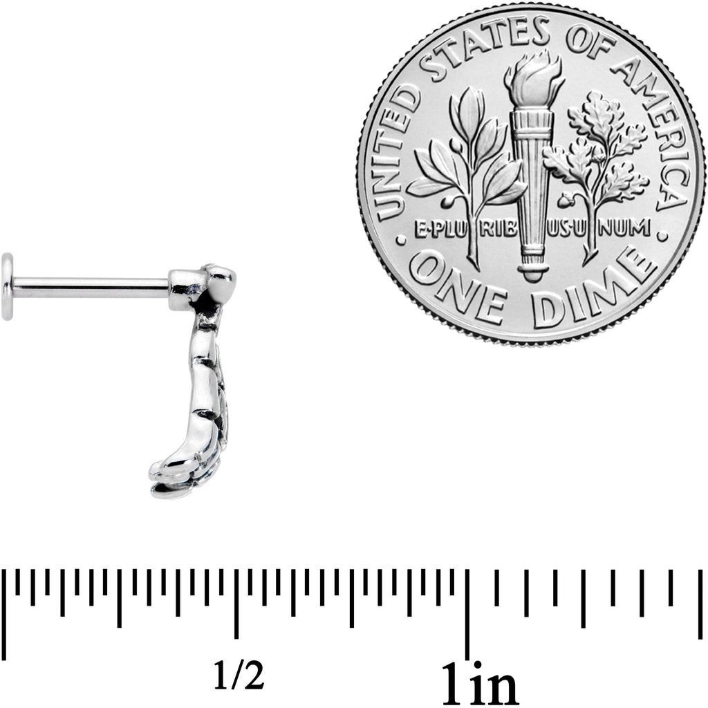 BodyCandy 16G 5/16 Spooky Skeleton Hand Halloween Labret Monroe Tragus — side view