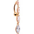 BodyCandy Clear CZ Gem Rose Gold Tone Waterfall Dangle Top Mount Belly Ring — main product shot
