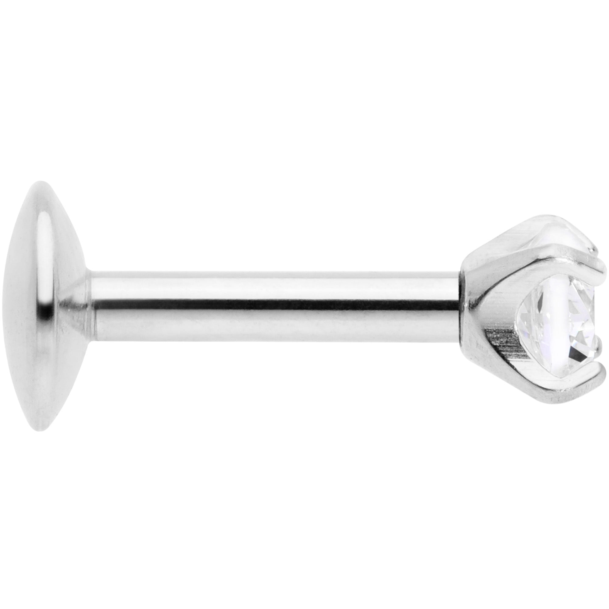 BodyCandy 16G 1/4 3mm CZ G23 Titanium Internally Threaded Labret — detail close-up