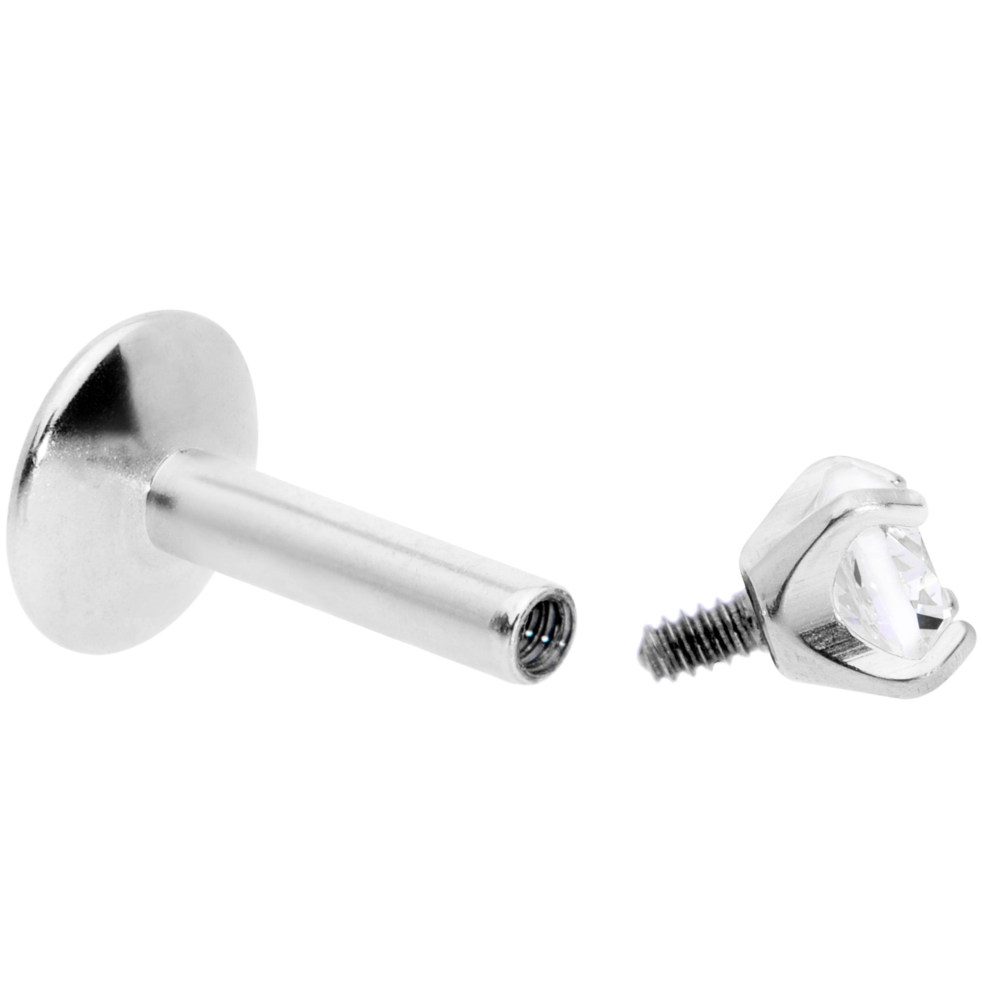 BodyCandy 16G 1/4 3mm CZ G23 Titanium Internally Threaded Labret — lifestyle context