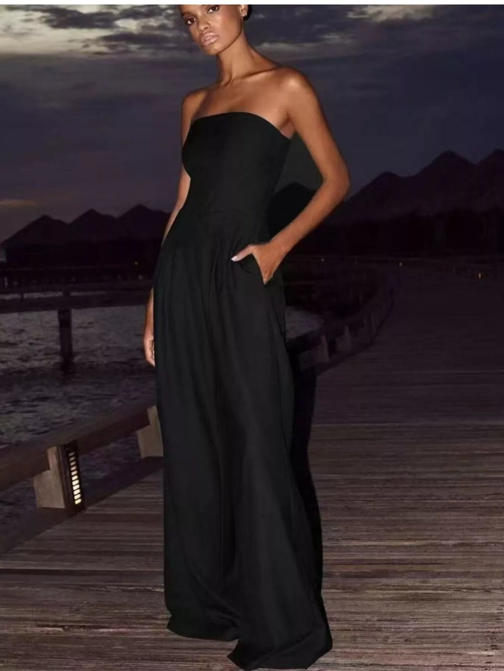 Strapless Wide Leg Jumpsuit