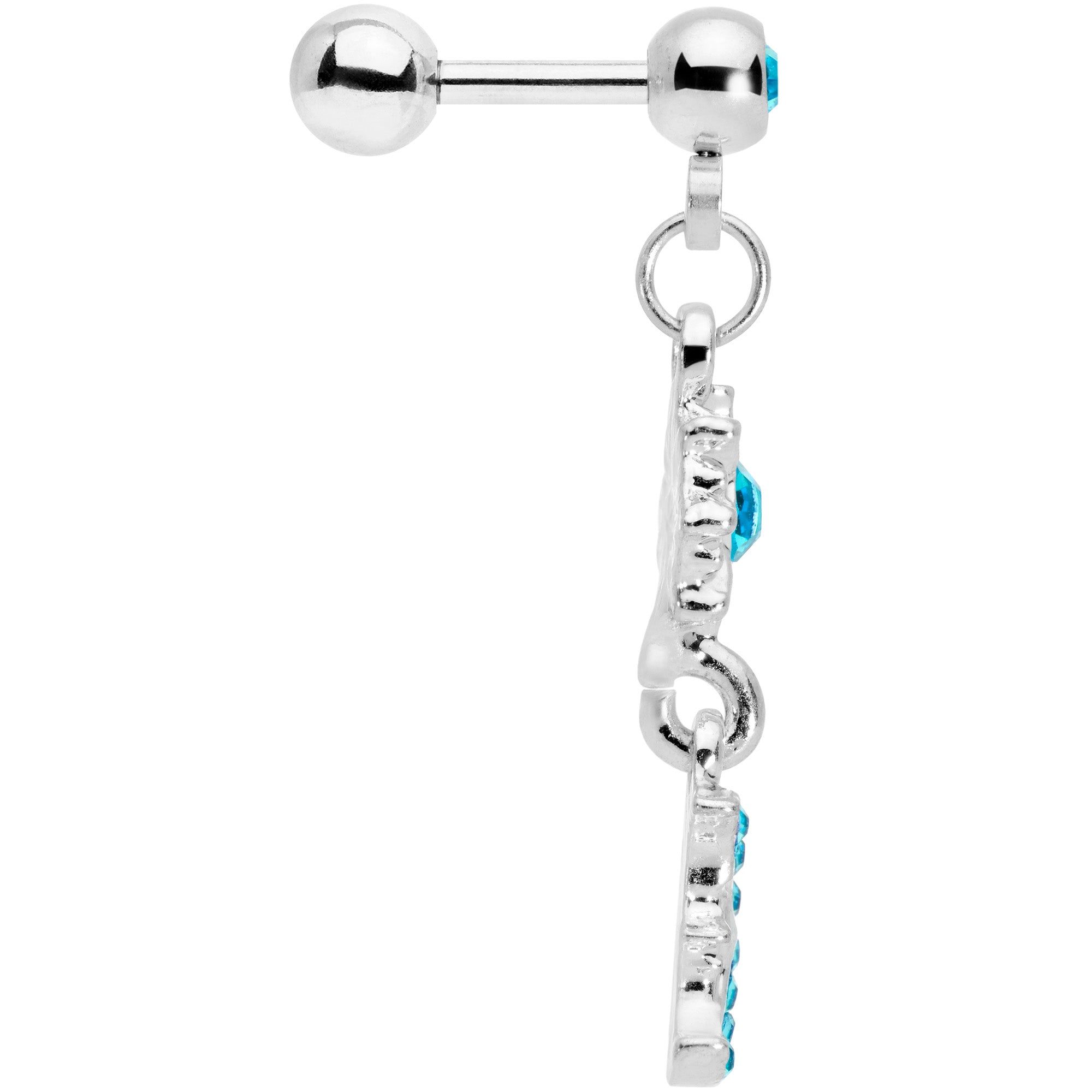 BodyCandy 16G 1/4 Aqua Gem Moon Dangle Cartilage Tragus — lifestyle context