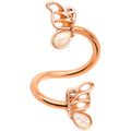 BodyCandy White Faux Opal Rose Gold Tone Butterfly Spiral Twister Belly Ring — main product shot