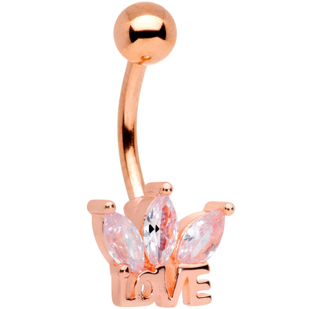 BodyCandy Clear Gem Rose Gold Tone Crown of Love Belly Ring — main product shot