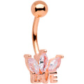 BodyCandy Clear Gem Rose Gold Tone Crown of Love Belly Ring — main product shot
