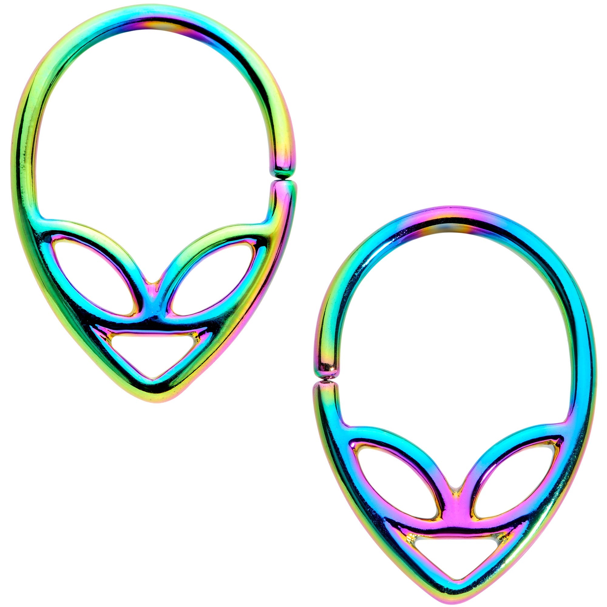 BodyCandy 14G 1/2 Rainbow UFO Alien Nipple Ring Set — main product shot