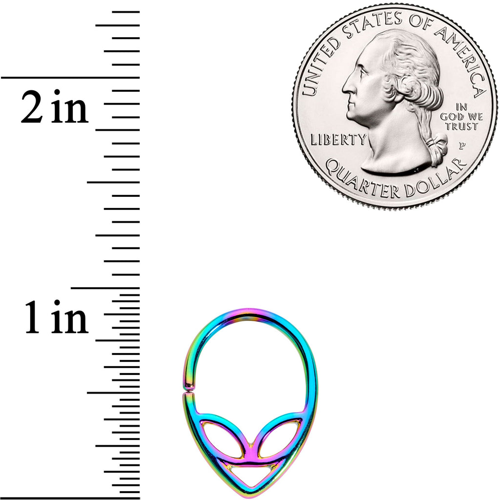 BodyCandy 14G 1/2 Rainbow UFO Alien Nipple Ring Set — detail close-up