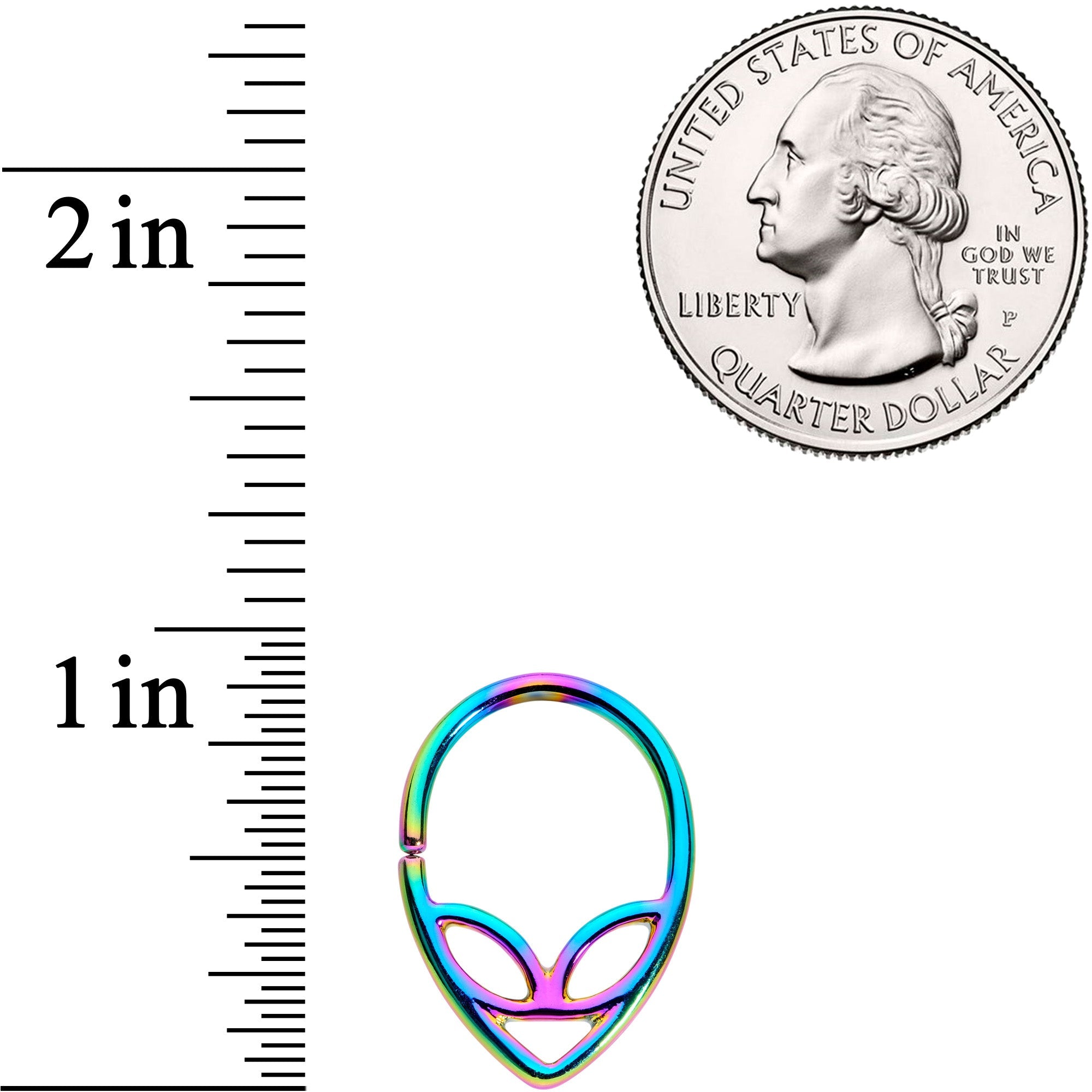 BodyCandy 14G 1/2 Rainbow UFO Alien Nipple Ring Set — detail close-up
