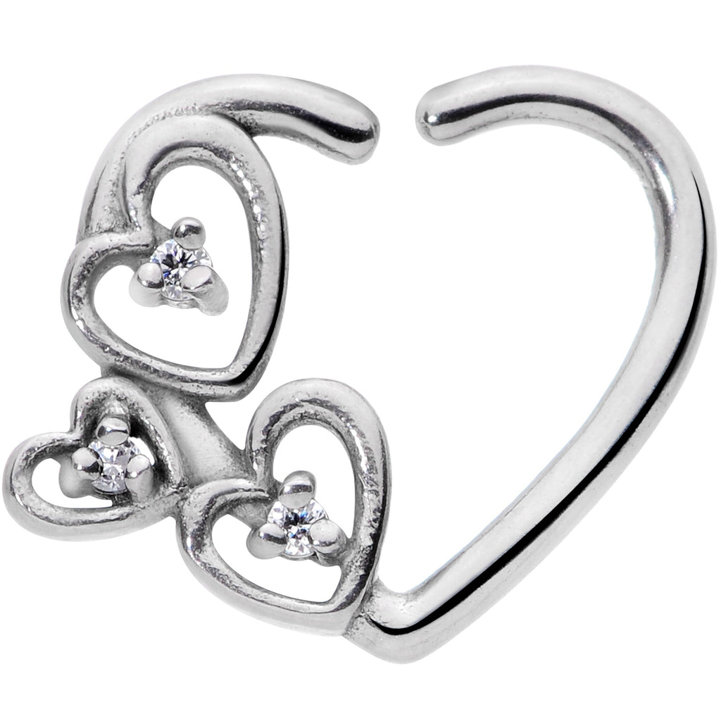 BodyCandy 16G 3/8 Clear CZ Gem Multiple Heart Right Ear Closure Ring — main product shot
