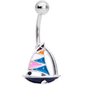 BodyCandy Black Gem White Pink Teal Nautical Sailboat Belly Ring — main product shot