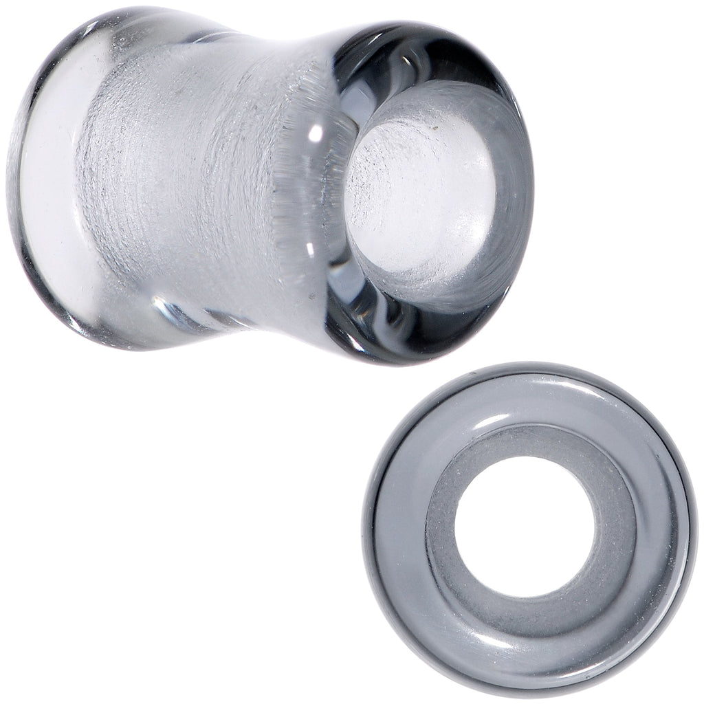 BodyCandy Translucent Black Glass Tunnel Plug Set 2G to 1 Inch — color detail