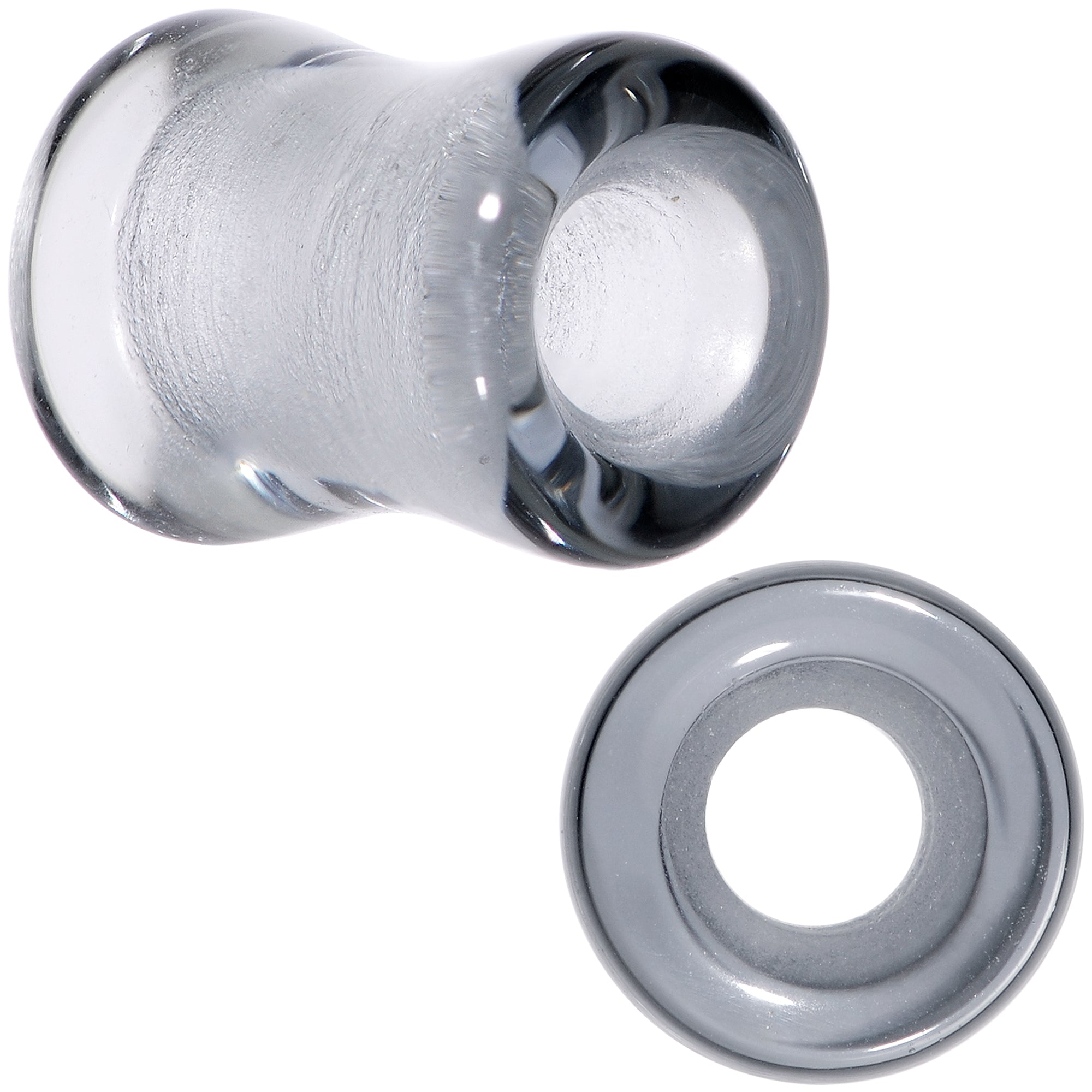 BodyCandy Translucent Black Glass Tunnel Plug Set 2G to 1 Inch — color detail
