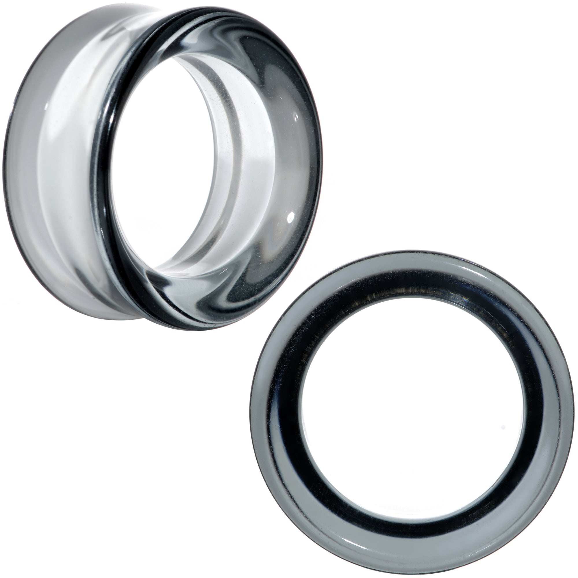 BodyCandy Translucent Black Glass Tunnel Plug Set 2G to 1 Inch — lifestyle context