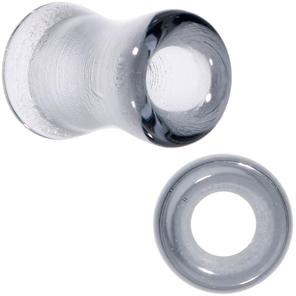 BodyCandy Translucent Black Glass Tunnel Plug Set 2G to 1 Inch — comparison shot