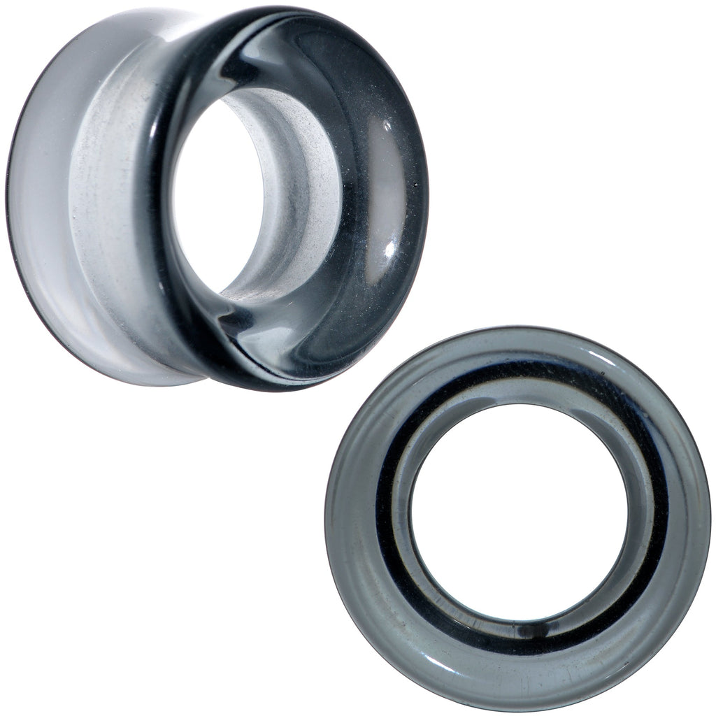 BodyCandy Translucent Black Glass Tunnel Plug Set 2G to 1 Inch — main product shot