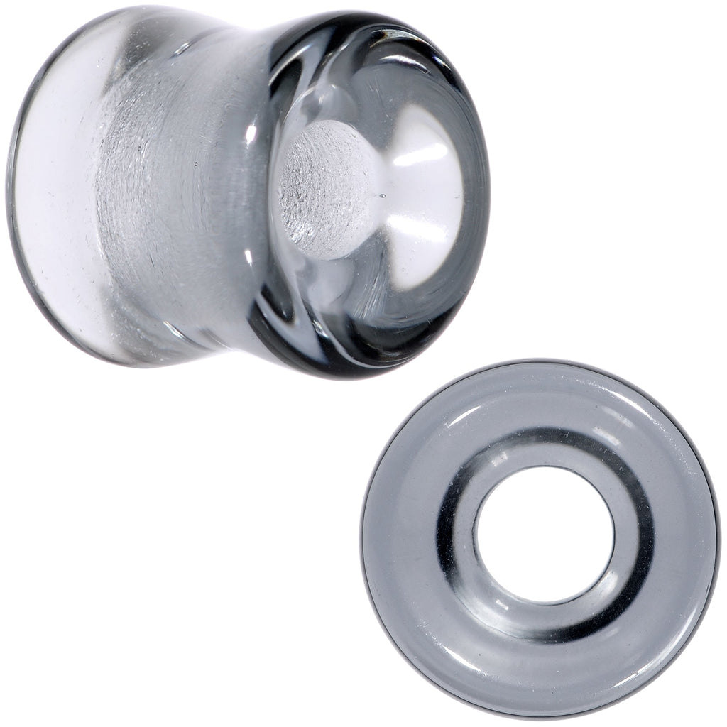 BodyCandy Translucent Black Glass Tunnel Plug Set 2G to 1 Inch — fabric or material detail