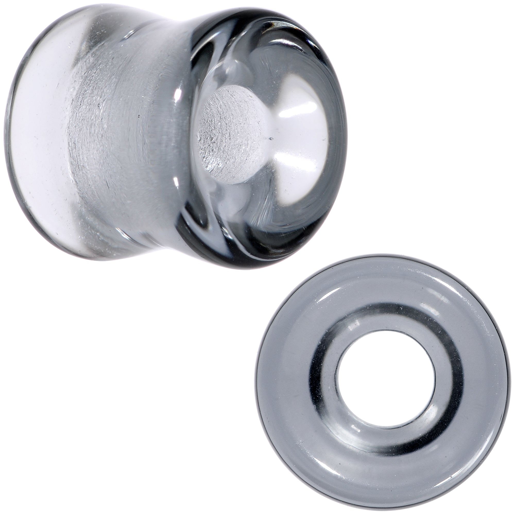 BodyCandy Translucent Black Glass Tunnel Plug Set 2G to 1 Inch — fabric or material detail