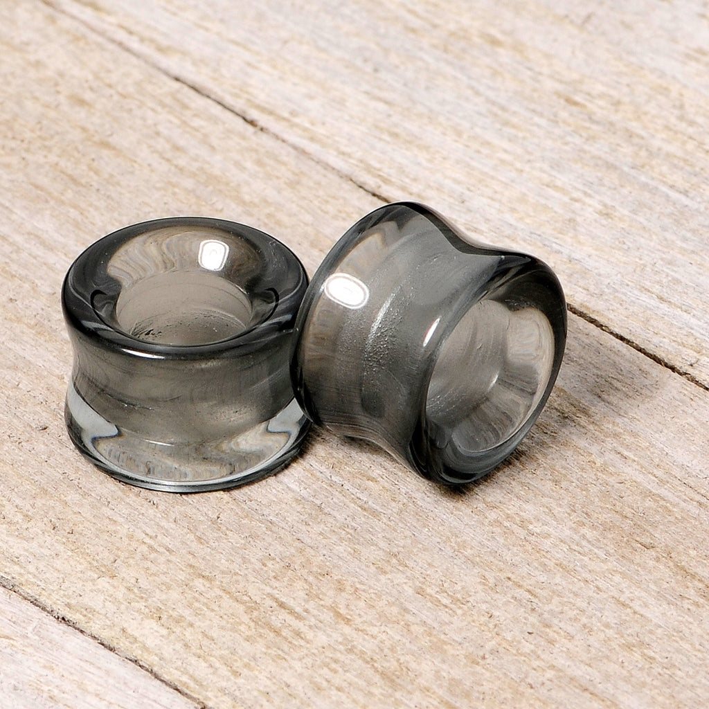 BodyCandy Translucent Black Glass Tunnel Plug Set 2G to 1 Inch — lifestyle context
