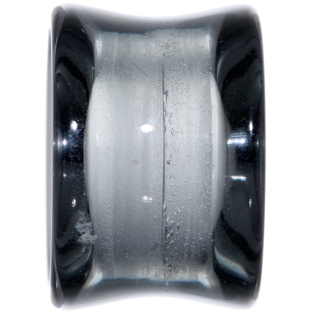 BodyCandy Translucent Black Glass Tunnel Plug Set 2G to 1 Inch — size reference