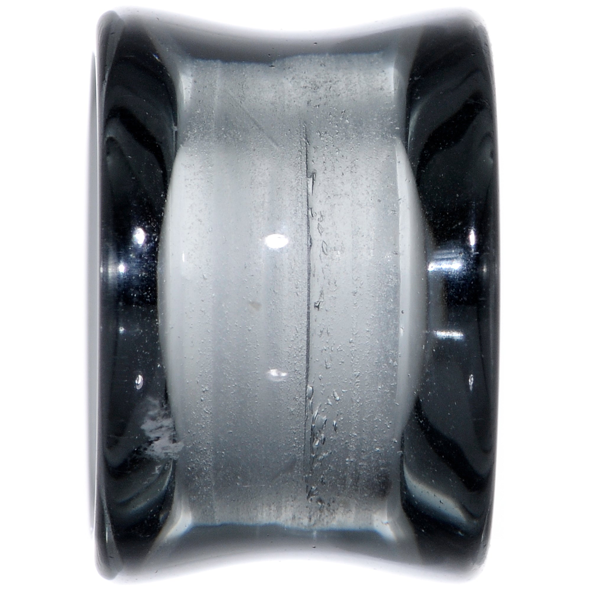 BodyCandy Translucent Black Glass Tunnel Plug Set 2G to 1 Inch — size reference
