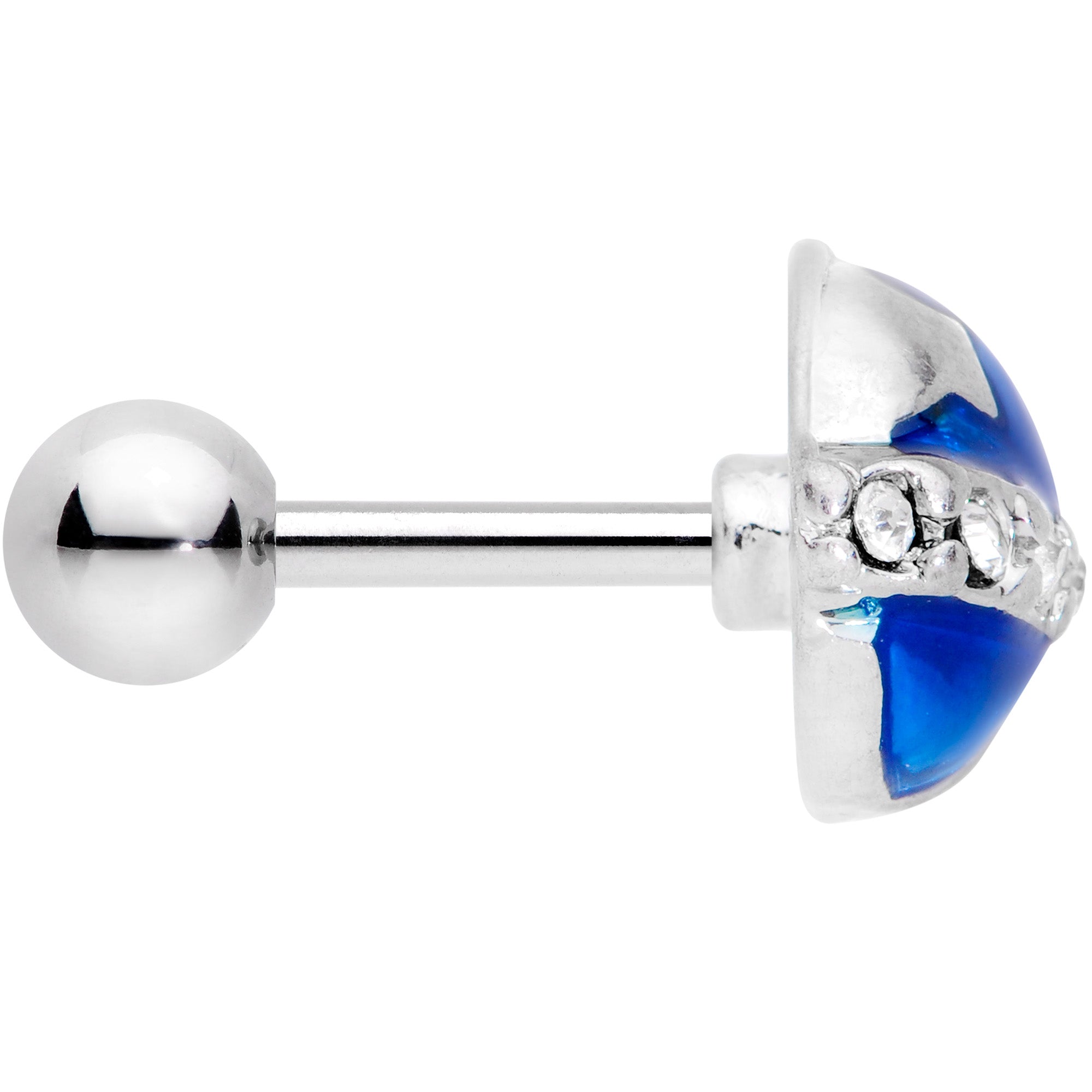 BodyCandy 16G 1/4 Clear Gem Blue Planet Saturn Cartilage Tragus Earring — detail close-up