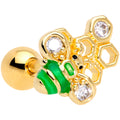 BodyCandy 16G 1/4 Clear Gem Gold Tone Green Bee Cartilage Tragus Earring — main product shot