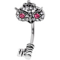 BodyCandy Clear Pink Gem Royal Owl Key Double Mount Belly Ring — main product shot
