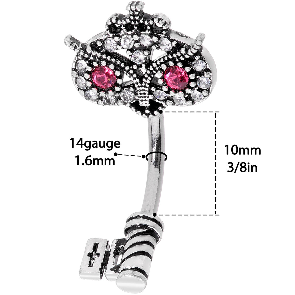 BodyCandy Clear Pink Gem Royal Owl Key Double Mount Belly Ring — lifestyle context