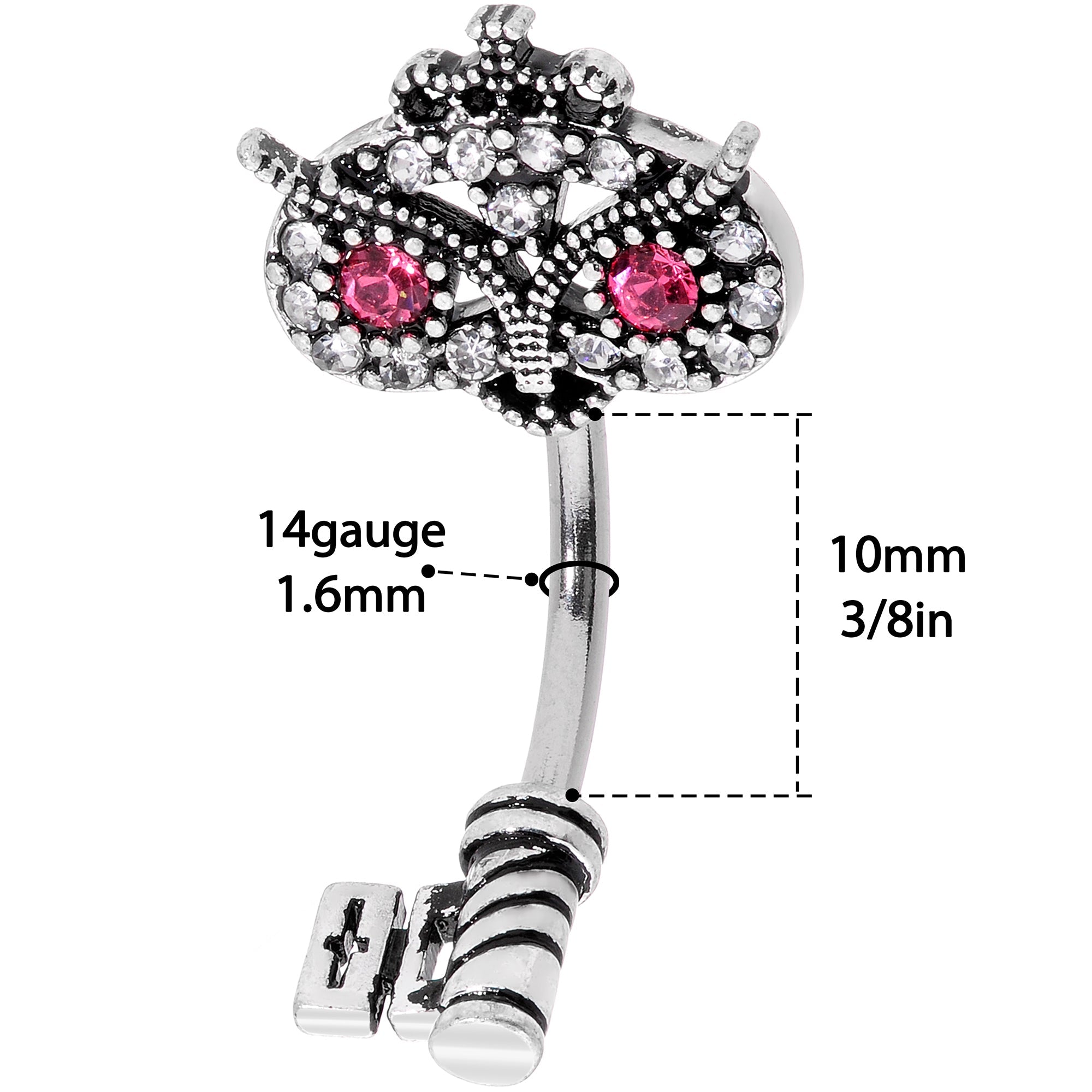 BodyCandy Clear Pink Gem Royal Owl Key Double Mount Belly Ring — lifestyle context