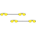 BodyCandy 14G 9/16 Yellow Aviator Sunglasses Barbell Nipple Ring Set — main product shot