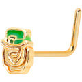 BodyCandy 22G 5/16 Green Gold Tone Lucky Leprechaun L Shaped Nose Ring — main product shot