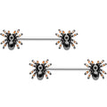 BodyCandy 14G 5/8 Tarantula Spider Halloween Barbell Nipple Ring Set — main product shot