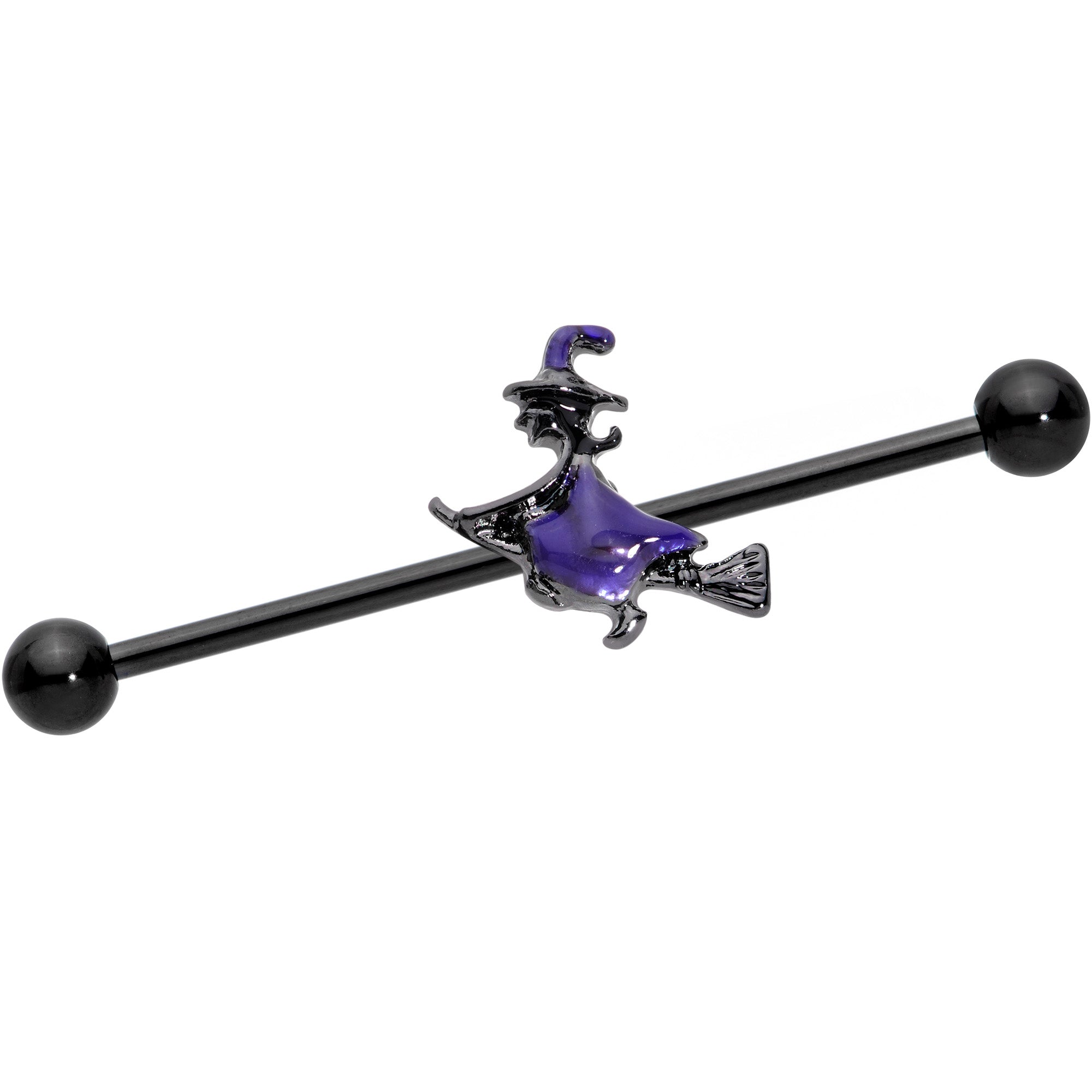 BodyCandy 14G Blue Black Spooky Halloween Witch Industrial Barbell 38mm — main product shot