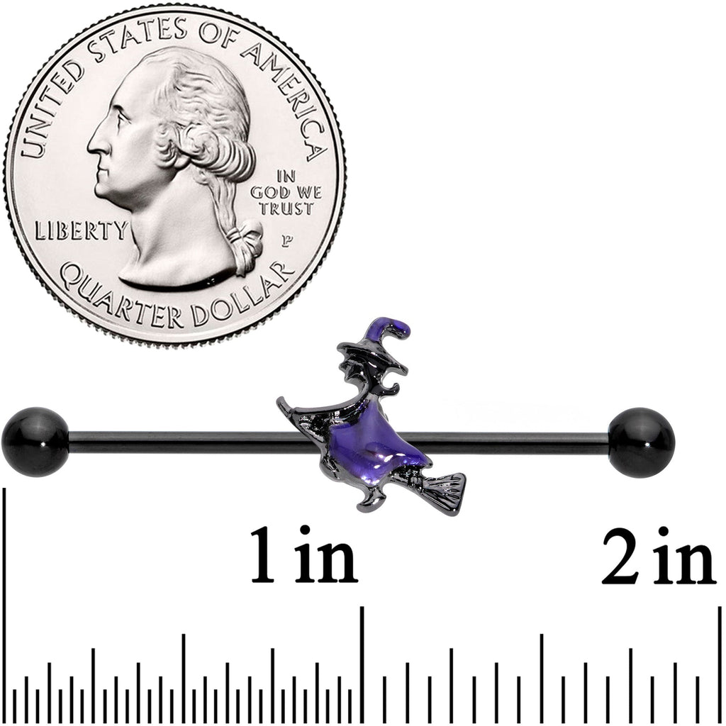 BodyCandy 14G Blue Black Spooky Halloween Witch Industrial Barbell 38mm — lifestyle context