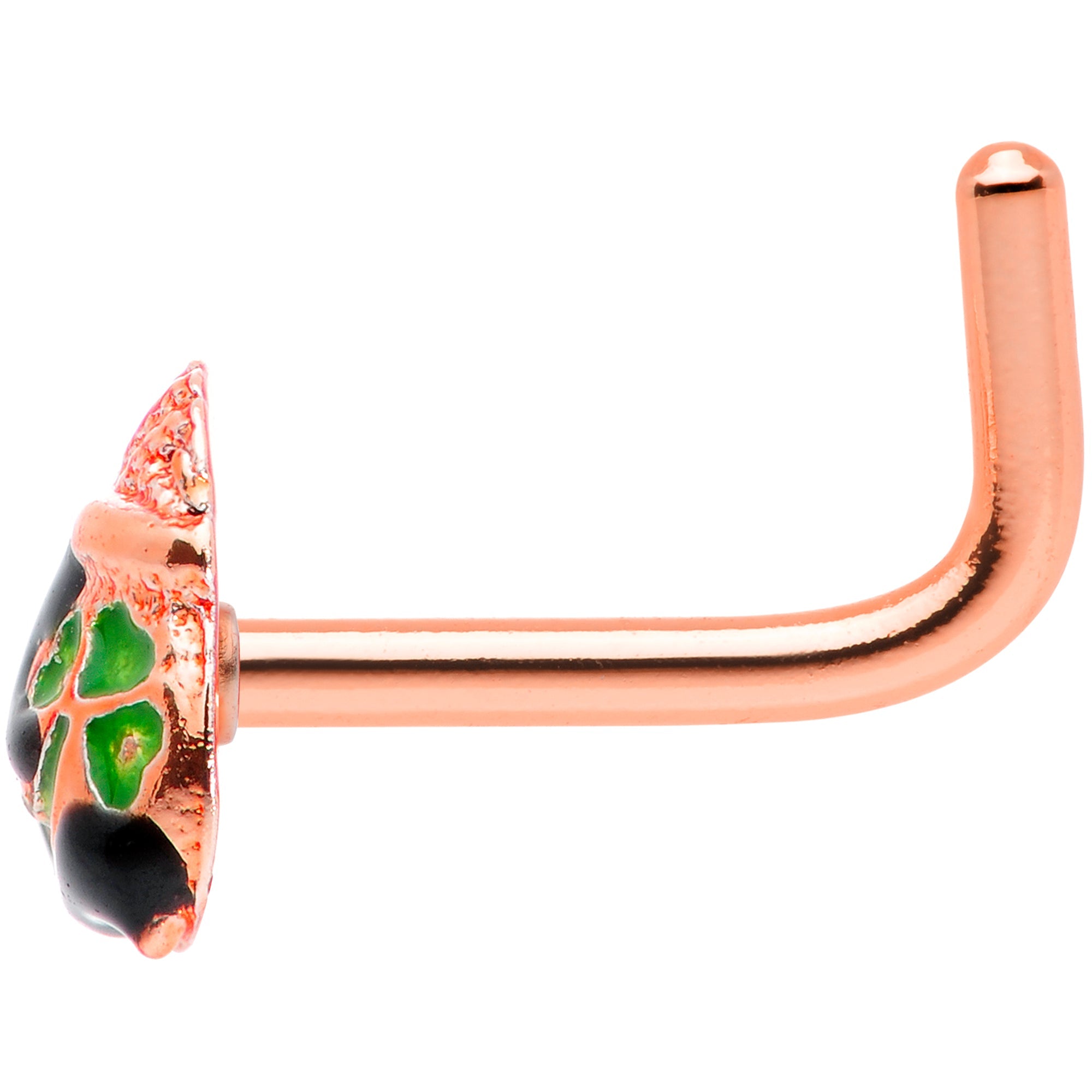 BodyCandy 18G 5/16 Rose Gold Tone Pot O Gold L Shaped Nose Ring — lifestyle context