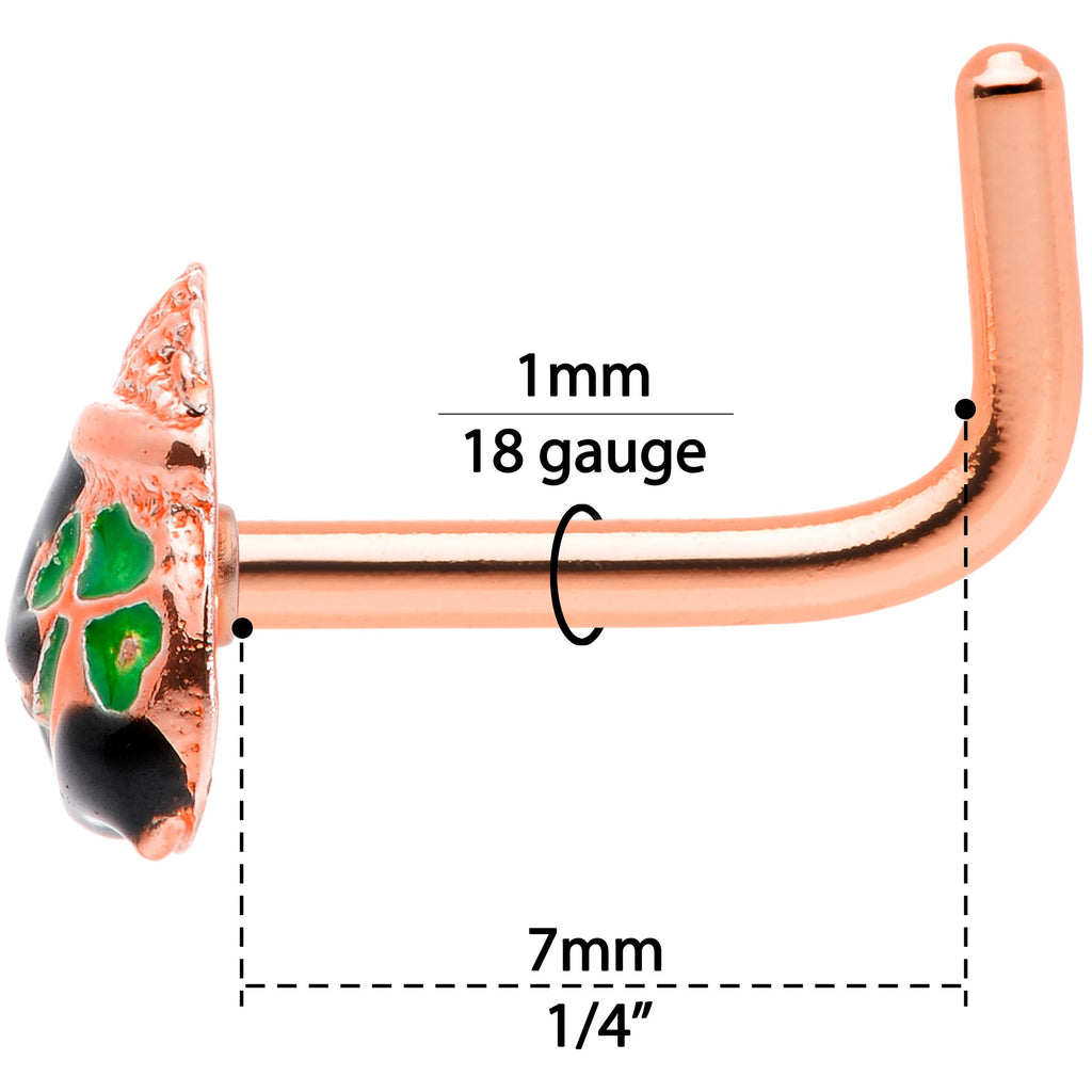 BodyCandy 18G 5/16 Rose Gold Tone Pot O Gold L Shaped Nose Ring — alternative angle