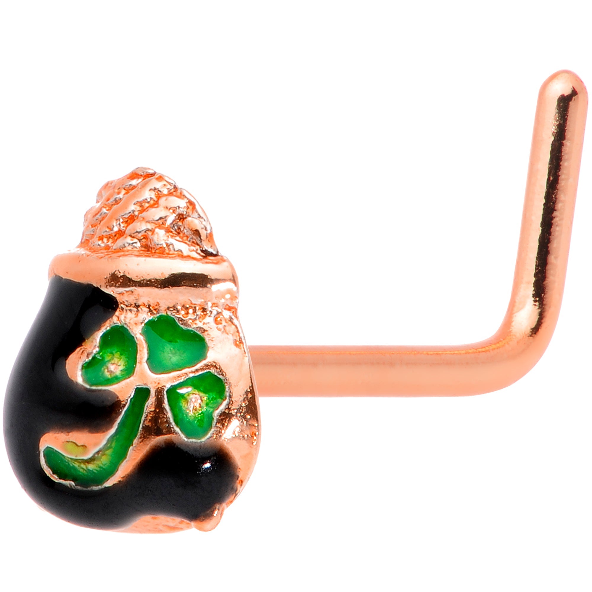BodyCandy 20G 5/16 Rose Gold Tone Pot O Gold L Shaped Nose Ring — main product shot