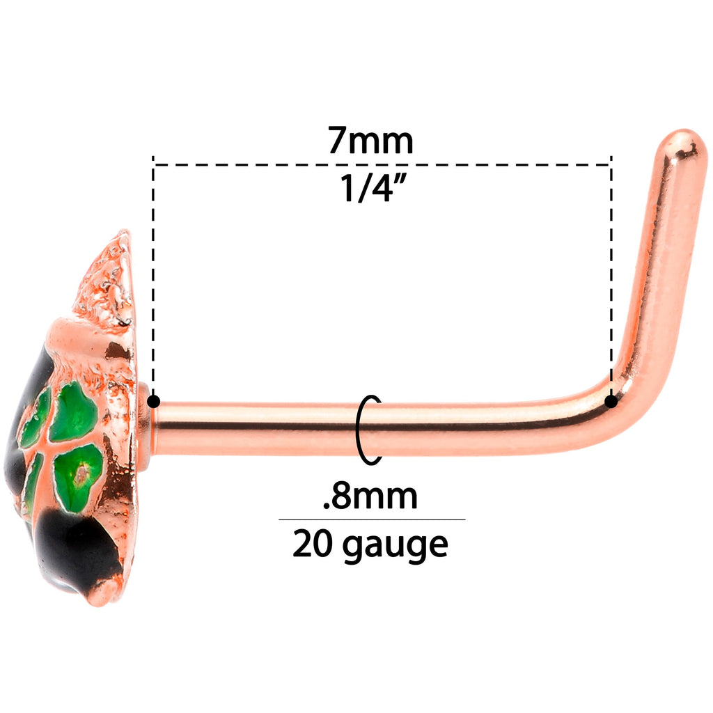BodyCandy 20G 5/16 Rose Gold Tone Pot O Gold L Shaped Nose Ring — alternative angle