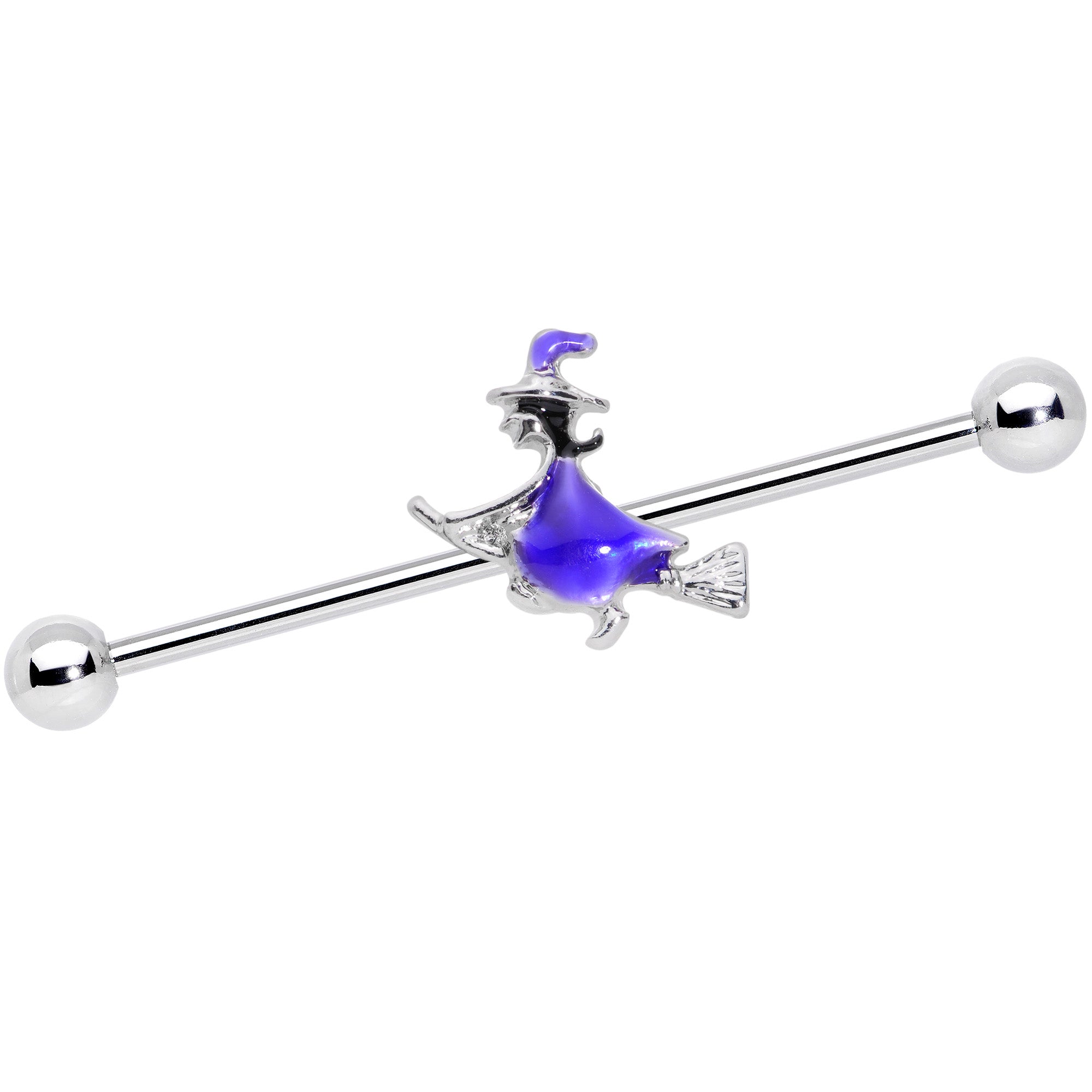 BodyCandy 14G Blue Spooky Halloween Witch Industrial Barbell 38mm — main product shot