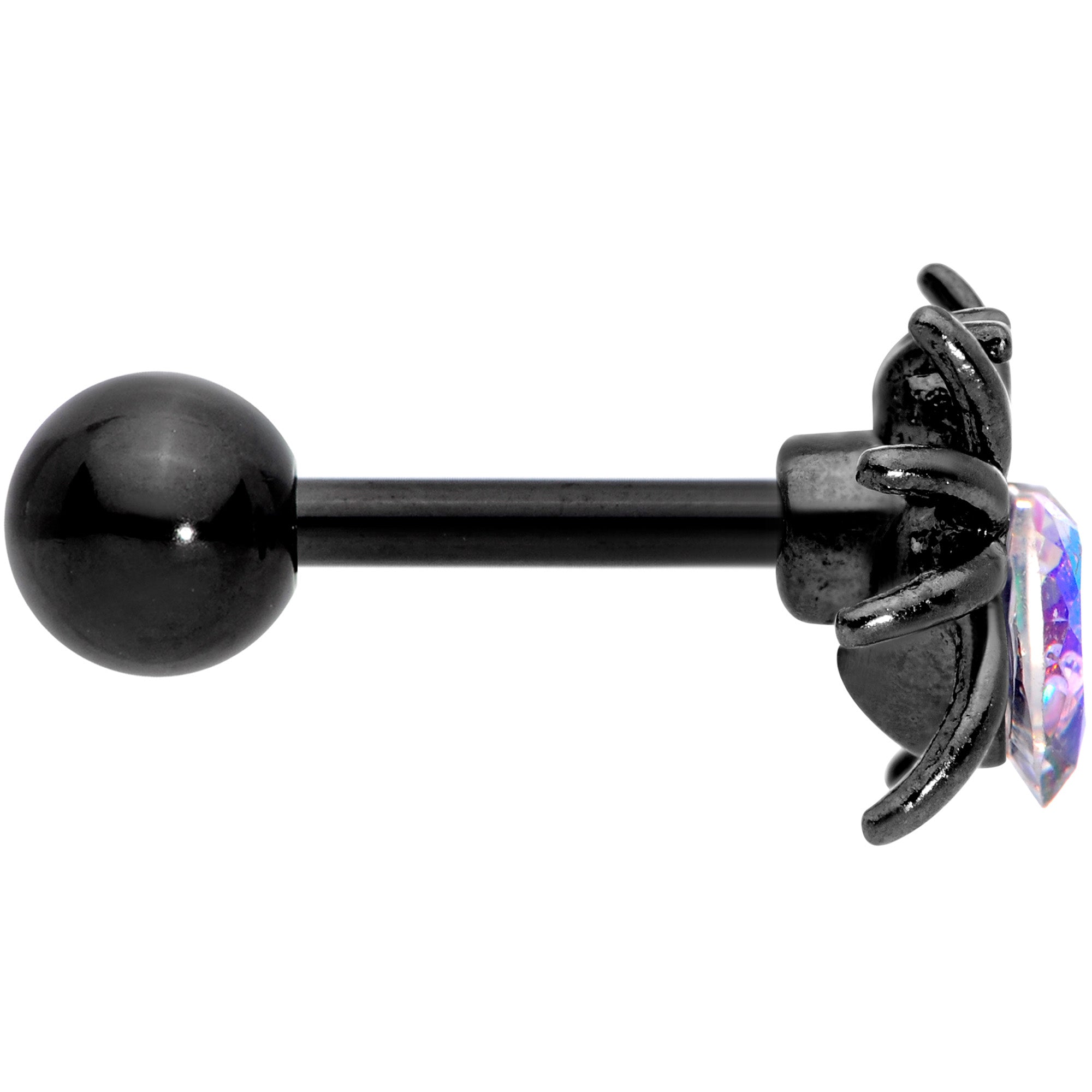 BodyCandy 16G 1/4 Aurora Gem Black Heart Spider Cartilage Tragus — lifestyle context